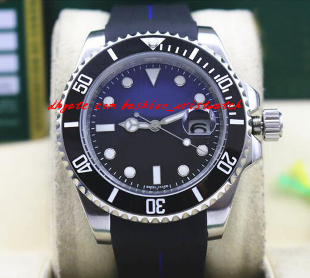 

Fashion Luxury Wristwatch Rubber Bracelet CERAMIC BLACK/BLUE Dial #116610 40MM Automatic Mechanical Men Watches New Arrival
