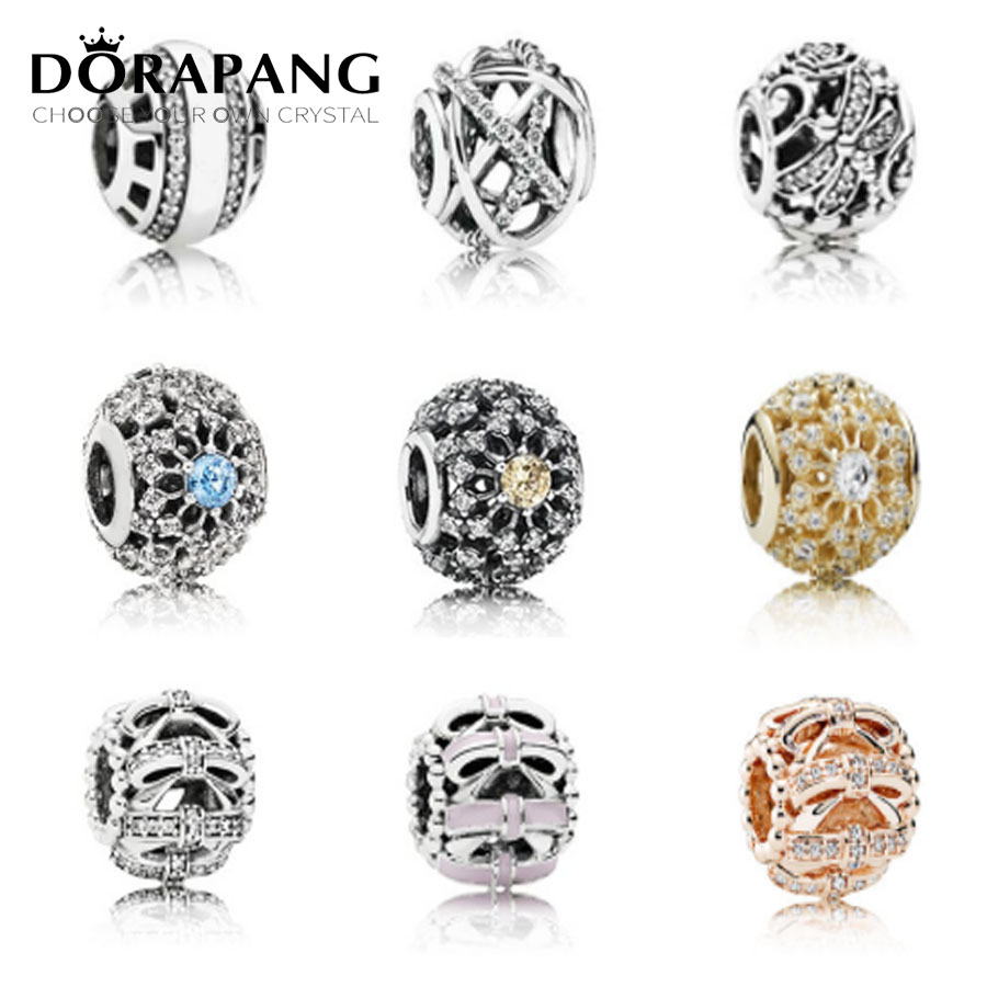 

DORAPANG 100% 925 Sterling Silver Rose Gold & Gold Charms Vintage Charm Fit European Style Bracelets DIY Loose Charm For Women Gift