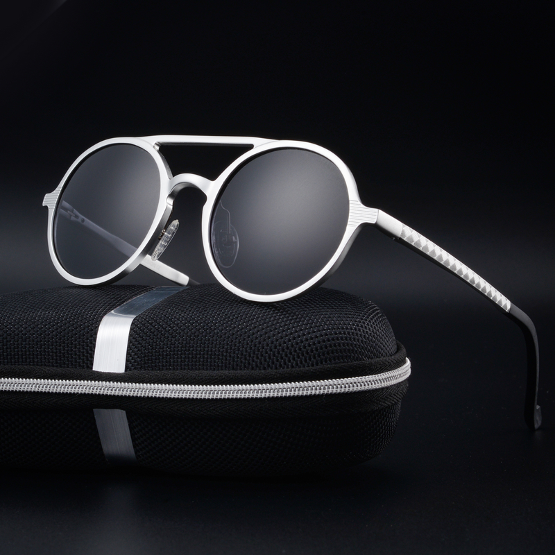 

Wholesale- Retro Round Polarized Sunglasses Women Steampunk Sun Glasses For Men Metal Female Oculos Male UV Hot