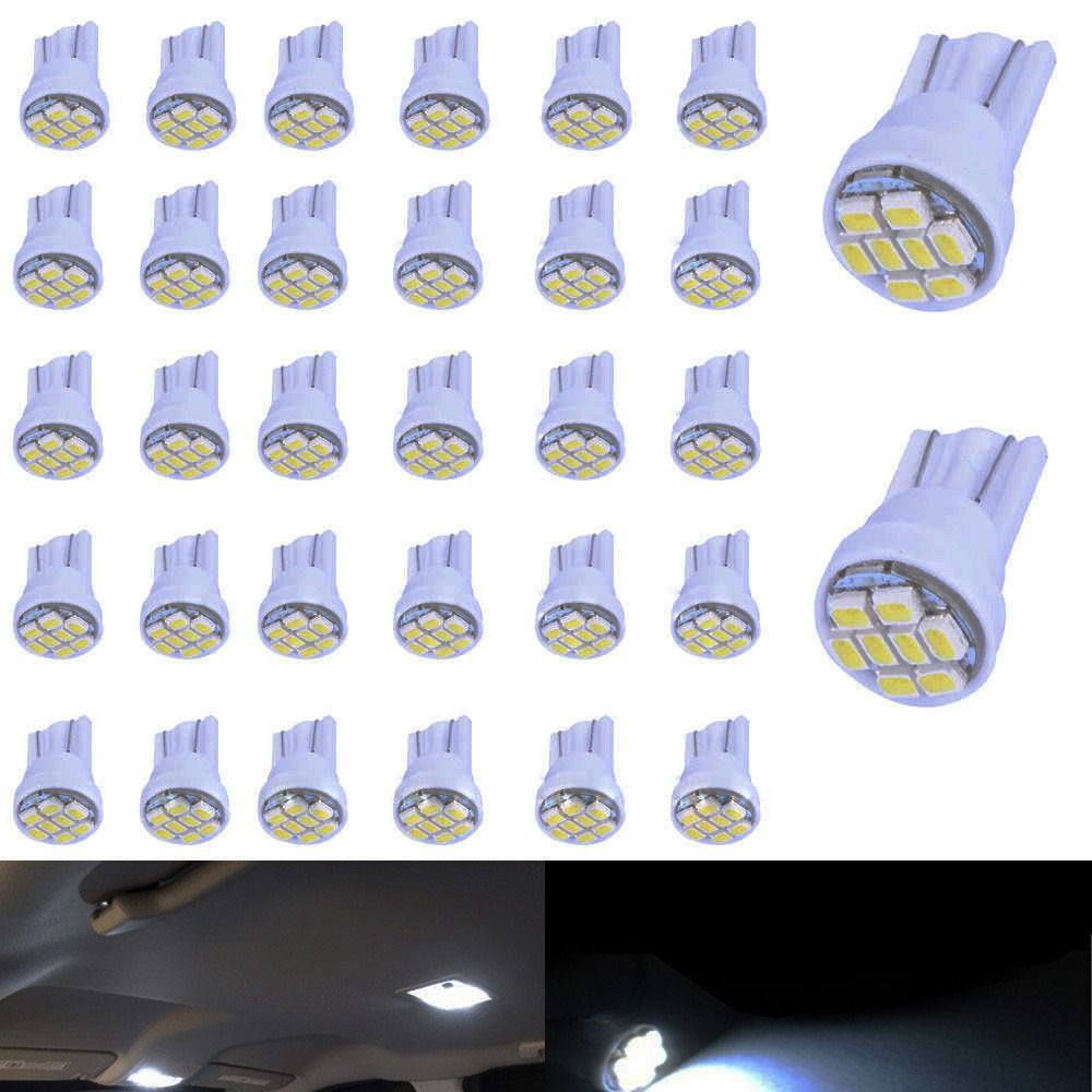 

100Pcs White T10 Wedge 8SMD 1206 LED Light bulbs W5W 2825 158 192 168 194 Gauge Instrument Cluster Dashboard Plate Bubs Lamps 12V