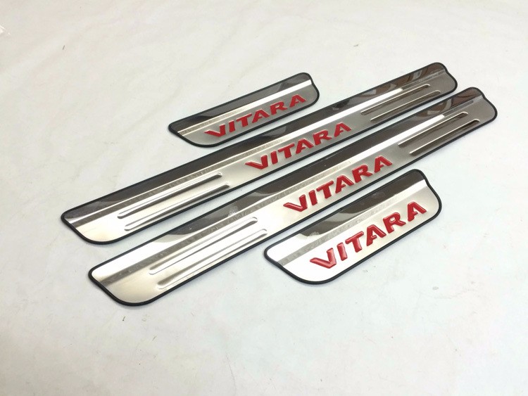 

For Suzuki Vitara 2016 Door Sill Protector Pedal Welcome Plate Car External Accessories Sticker 4 PCS Stainless Steel