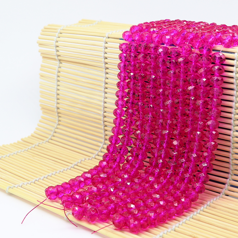 

Glass Rondelle Beads Plate fuchsia color, Crystal