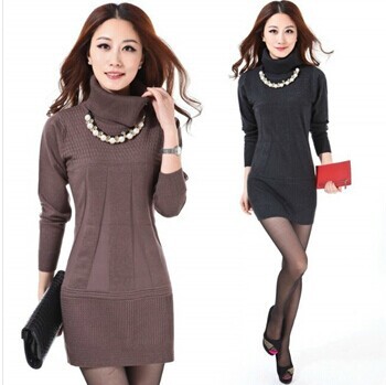 

Wholesale-Turtleneck Sweater Christmas sweater Women Plus Size Dresses Pullovers Feminino Fashion Casual Winter Warm Knitted Sweaters, Red