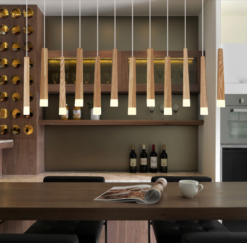 

Newest Wooden Matchstick Chandelier Acrylic LED Wood Bar Meteor Shower Pendant Light