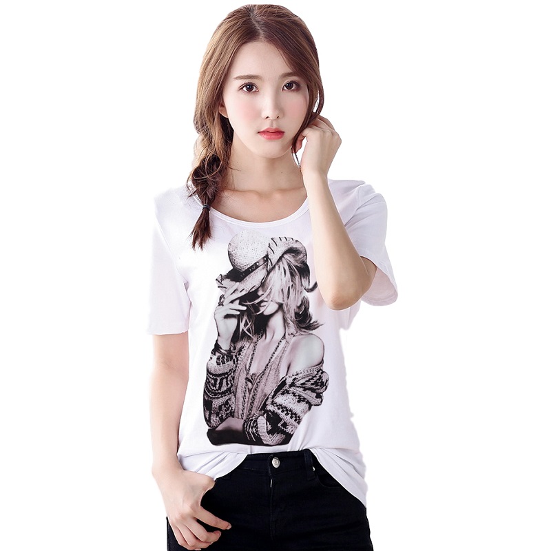 

women's t shirt Fashion Brand New 5 Color 5 Size 3D Print Cartoon T-Shirt White Plus size shirts Casual Tops Short Sleeve NV50-R3