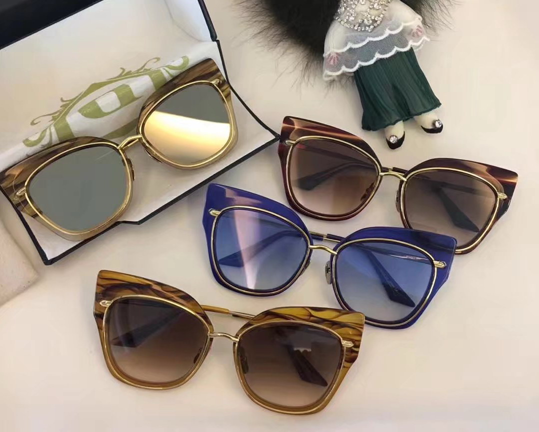 

Women Cat Eye Stormys Sunglasses Gold Blue Gradient Lens Fashion brand Sunglasses eyewear New with case