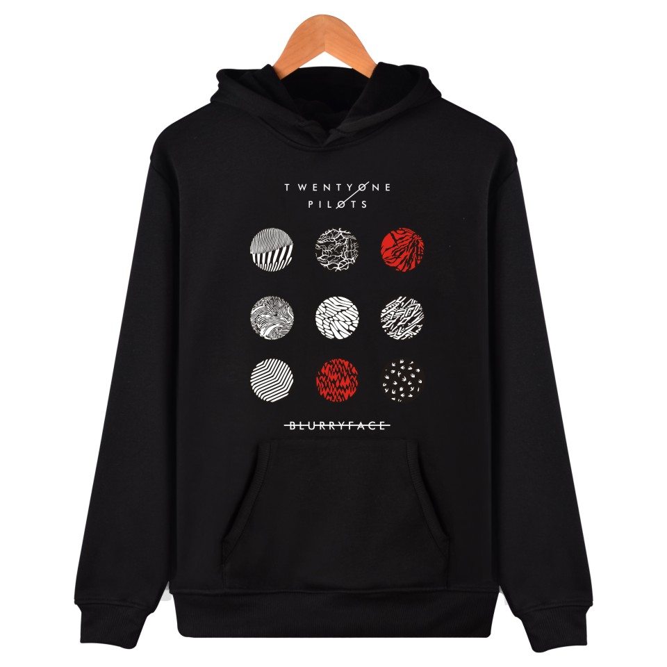 

Wholesale- 21 Twenty One Pilots Blurryface Print cotton men Hoodies with hat fleece casual loose Plus Size mens hoodies and sweatshirt 20, Navy blue