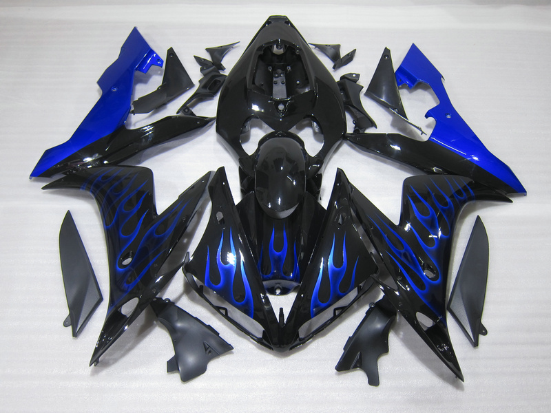 

Injection molded top selling fairing kit for Yamaha YZFR1 2004 2005 2006 blue flames black fairings YZF R1 04-06 OT22, Same as picture