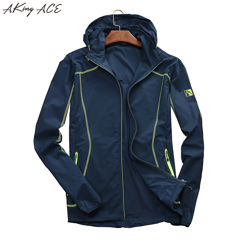 Wholesale- 2017 AKing ACE New Arrival Mens Windbreaker Jackets with Hood L-4XL Spring & Summer Casual Jacket for Male Free Shipping, ZA270