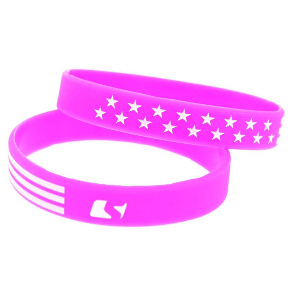 

100PCS American Flag Silicone Rubber Bracelet Trendy Decoration Ink Filled Logo Adult Size for Promotion gift