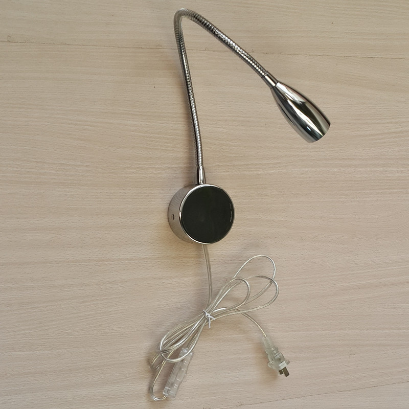 

Topoch Plug in Wall Lights Flexible Hose Polished Chrome Finish Switch on the Cords 3W LED 200LM 180cm Cable Plug Style Optional