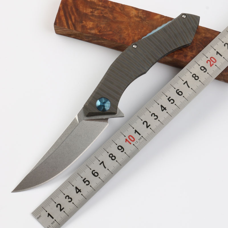 

Wild Bear Head D2 Blue Moon Tactical Folding Knife TC4 Fire Handle Titanium Ball Bearing Camping Hunting Survival Pocket EDC Gift Collection