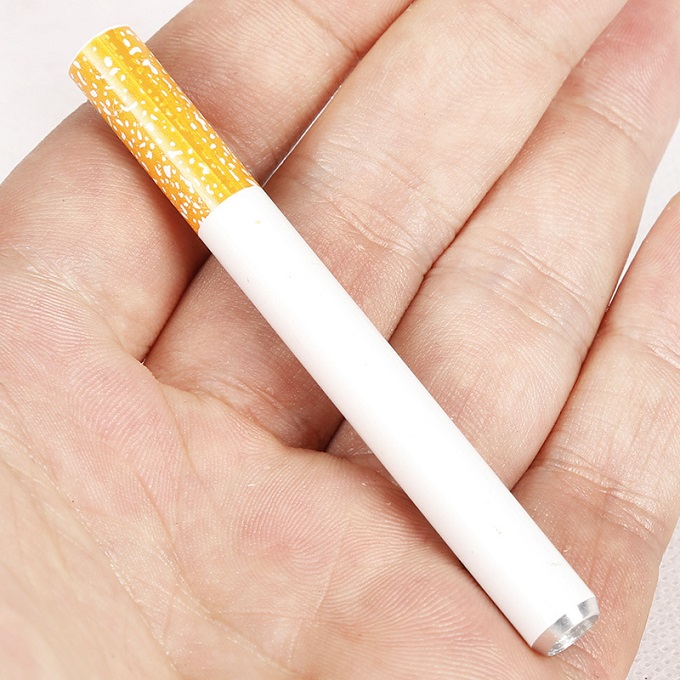 

Cigarette Shape Smoking Pipes Aluminium Alloy Metal Pipes 100pcs/Box 78mm 55mm Length One Hitter Tobacco Pipes For Smoking