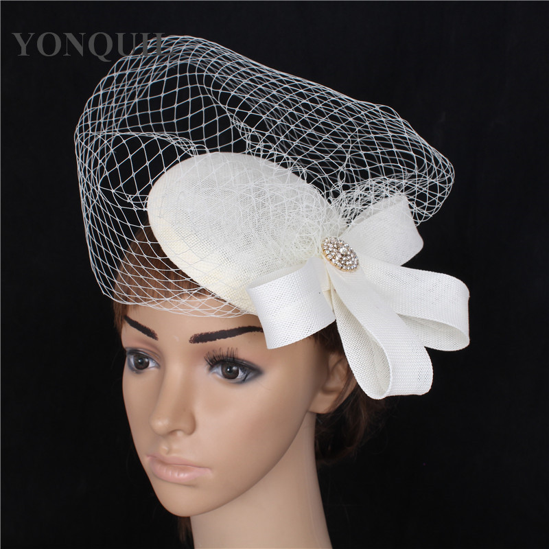 

Elegant ladies bride birdcage veil decoration fascinator hat base women wedding DIY hair accessories Occasion Imitation Sinamay headdress