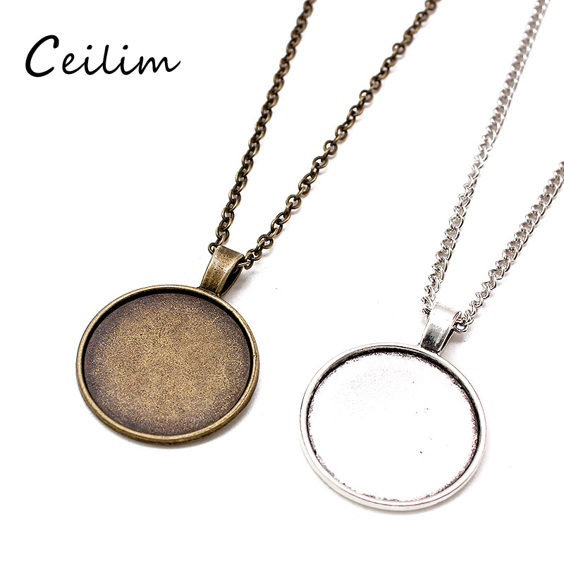 

Bronze Chain Necklace with Pendant Tray - Handmade Cabochon Jewelry Supplies for Wholesale