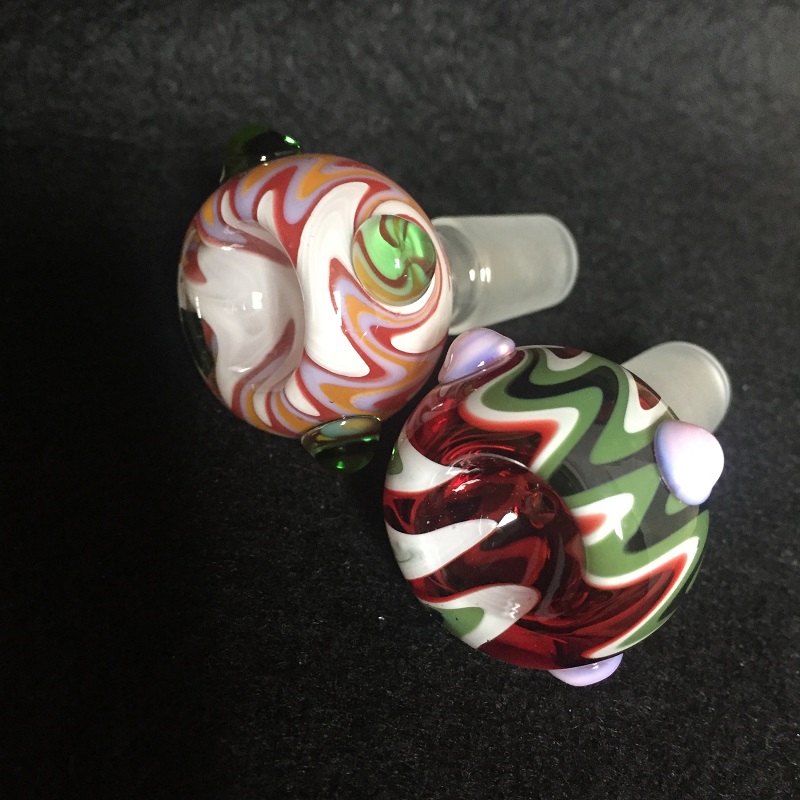 

14mm 18mm Male Heady Colored Glass Bowl Random Color Wig Wag Tobacco Bowls for Hookahs Smoking Accessories IN STOCK