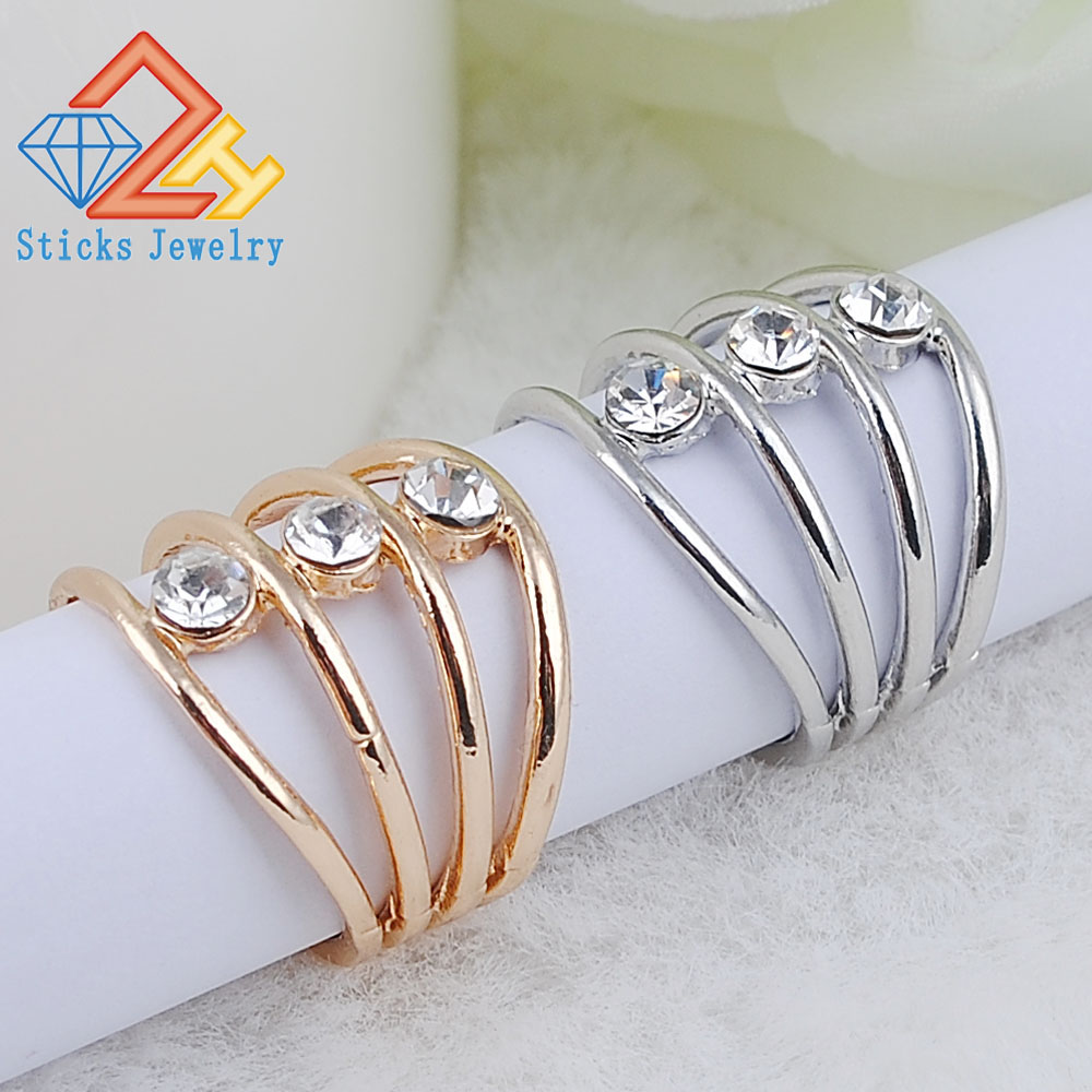 

New style Septenary Gold Alloy Hollow V Shape Finger Joints Rings For Women