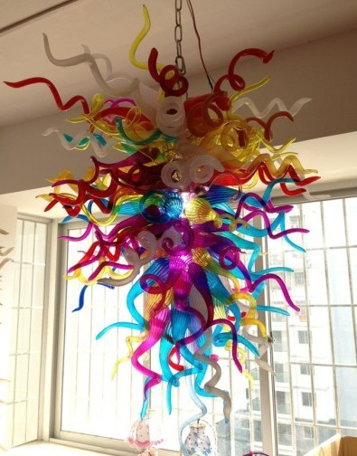 

Creative Lamps Multi Color Crystal Chandeliers Light Home Lobby Decoration Style Hand Blown Glass Fancy Long Chandelier