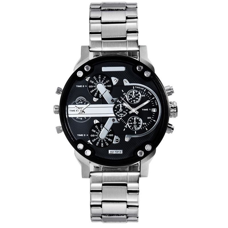 

Fashion Brand 7313 Men's Big Case stainless steel band Quartz wrist Watch watches, Dz 7313