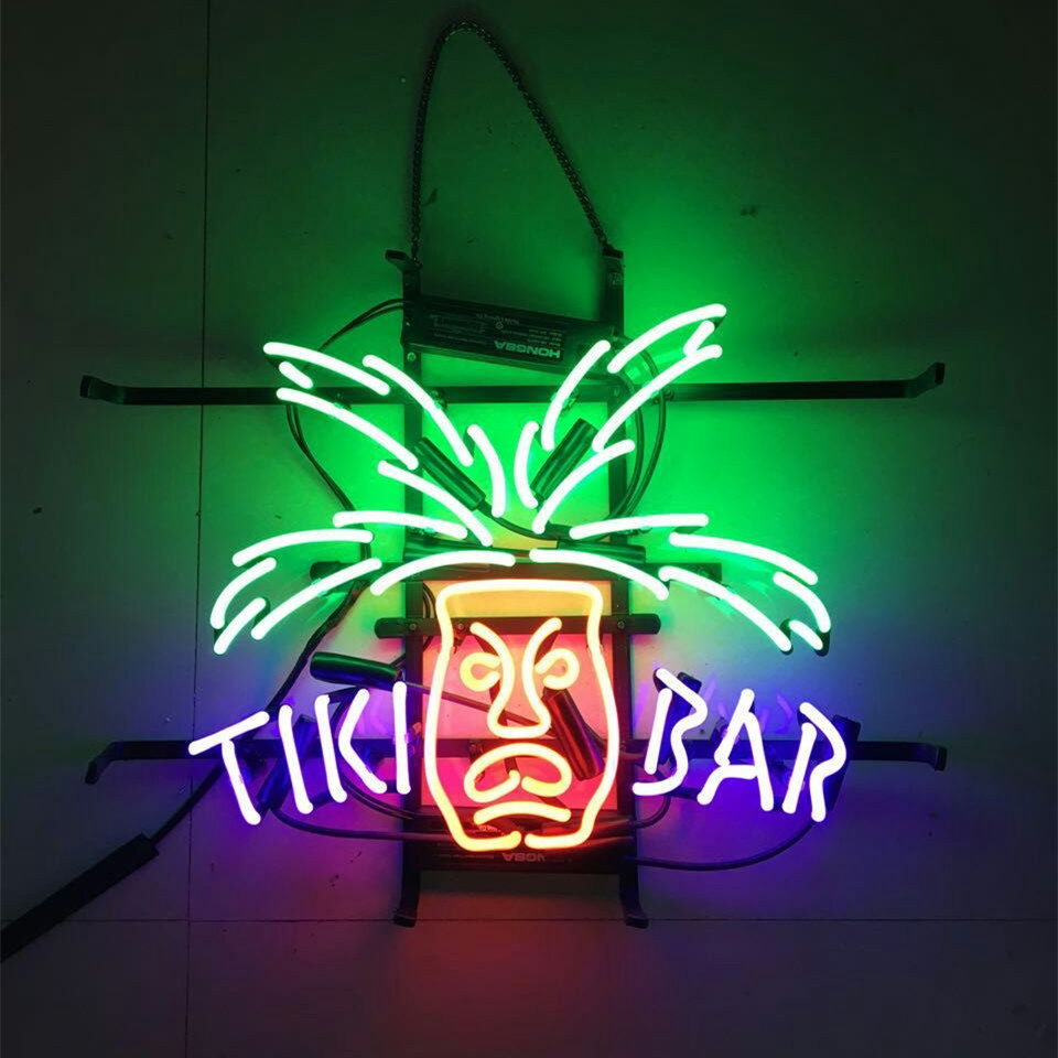 

17"x14" RETRO TIKI BAR Totem Pole HANDCRAFT WALL DECOR REAL NEON LIGHT PUB BEER BAR SIGN