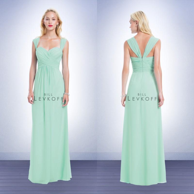 

Bill Levkoff 2020 Mint Chiffon Gown with Sweetheart Capped Sleeves Beach Bridesmaid Dresses Cheap Prom Party Dresses Graduation