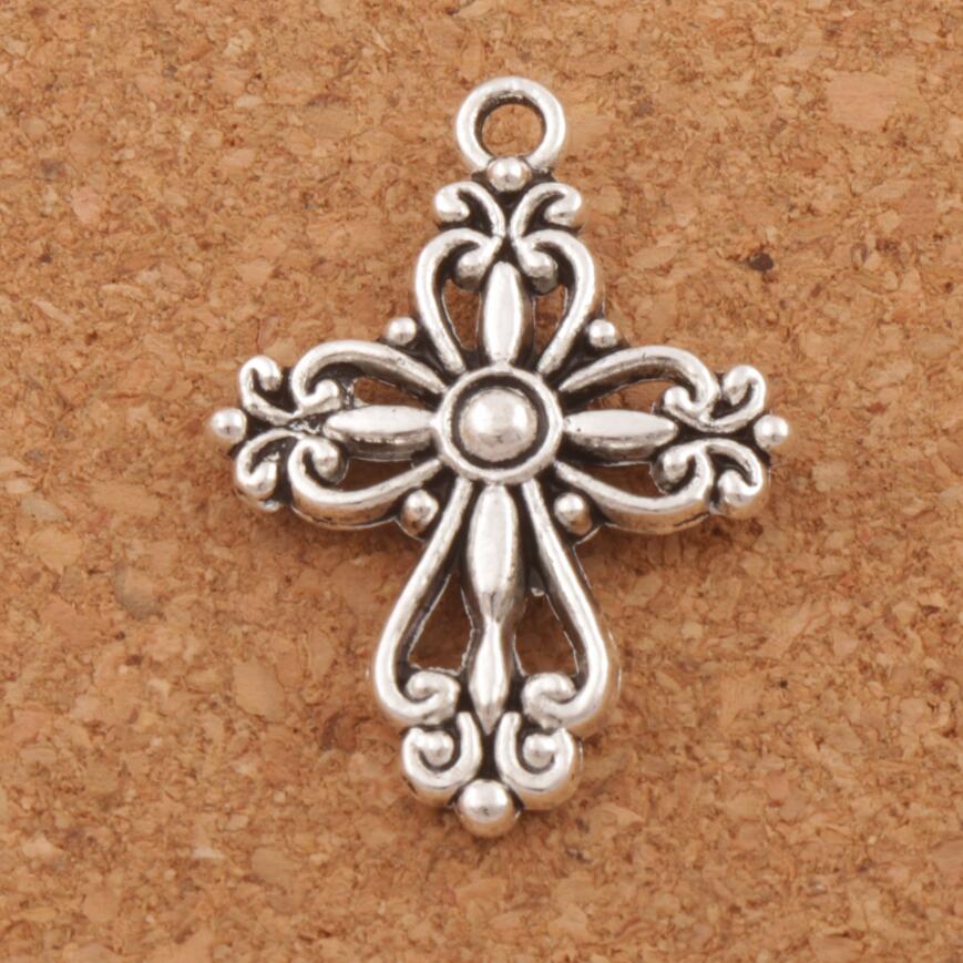 40//60pcs Tibetan Rose gold Hollow cross Charms Crafts Pendant Making 11*23mm