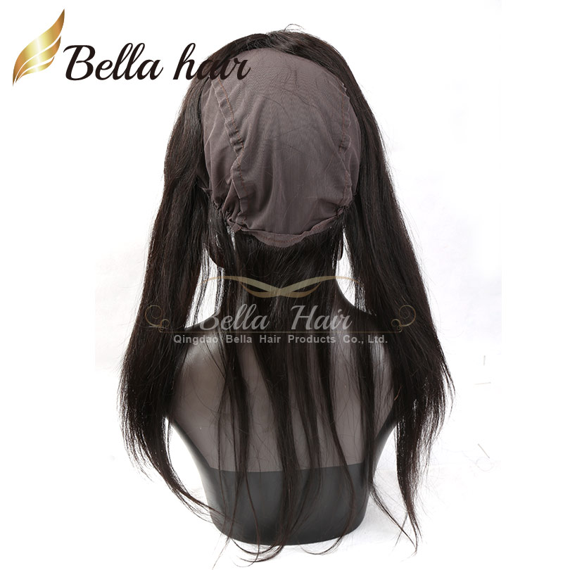 

360 Lace Band Frontals Back Lace Frontal Closure With Cap Silky Straight Virgin Brazilian Human Circular Closures With Baby Hair, Natural color