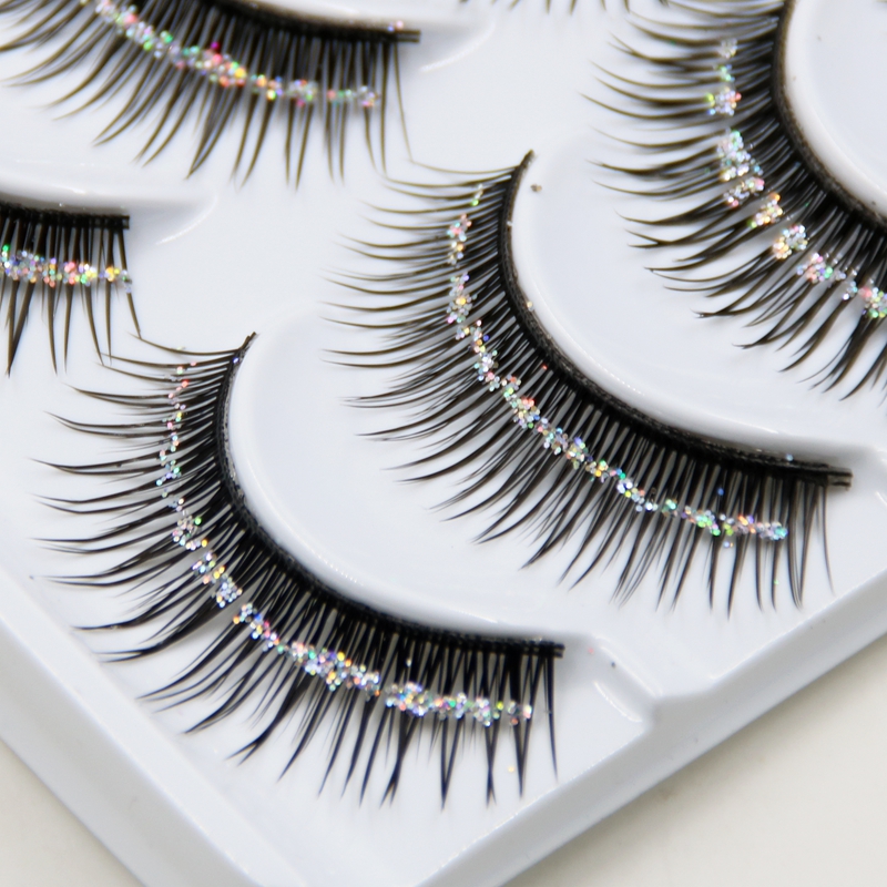 

Hot!!! Natural False Eyelashes Bare Silver Sequins Glitter Makeup False Eyelashes Stage Makeup Bridal Makeup Thick False Eyelashes