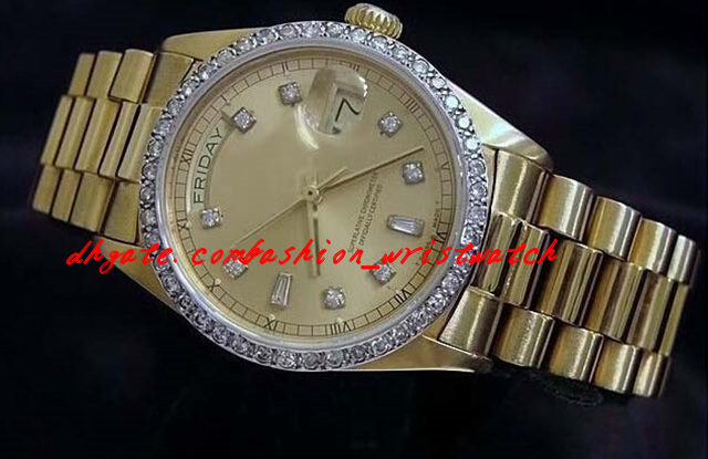 

top quality luxury watches wristwatch 18k yellow gold diamond dial bezel 18038 watch automatic mens mens watch watches