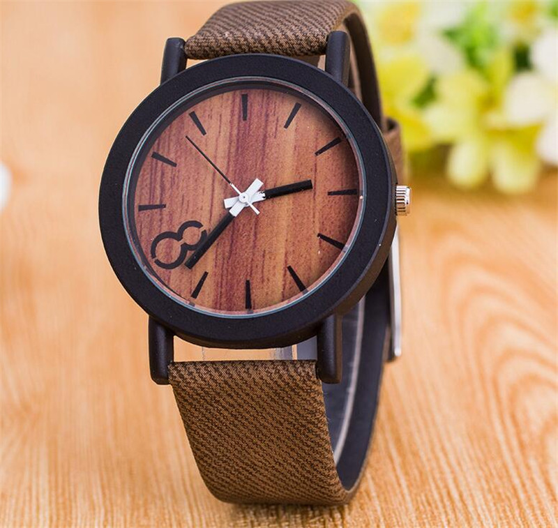 

New Fashion Simulated Wood Grain Watch Unisex High Quality Leather Watches For Men and Women Wristwatch, Mixed