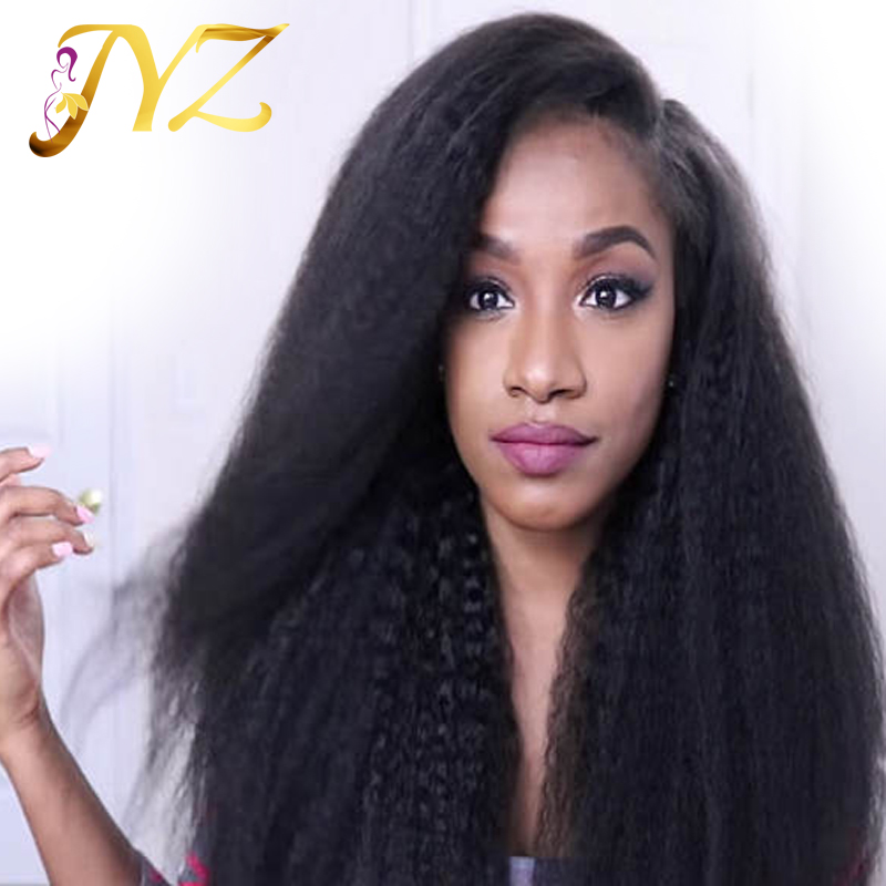 

Full lace wigs for black women kinky straight lace front wigs with baby hair virgin human hair wigs kinky straight pre-plucked hairline, #1