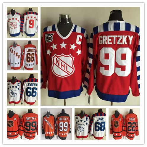 

Fashion Retro ALL Star Hockey Jerseys 66 Mario Lemieux 99 Wayne Gretzky 22 Mike Bossy 68 Jaromir Jagr 9 Mike Modano Jersey Cheap, Orange