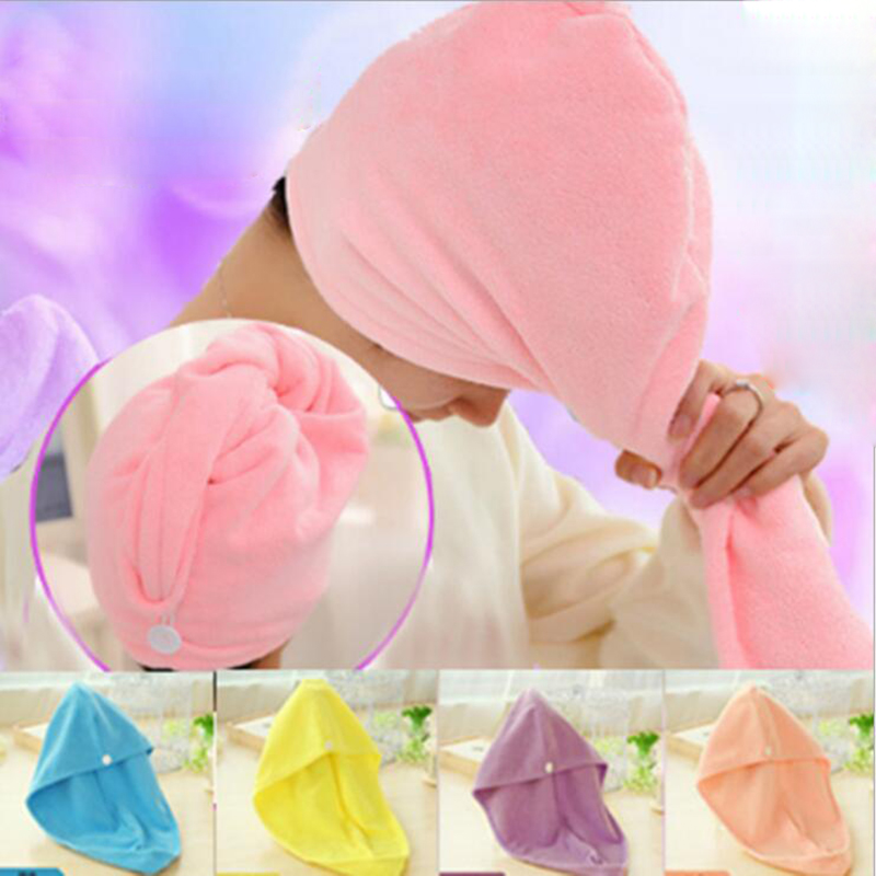 

Microfiber Fabric thickening Dry Hair Hat Turban Super Absorbent Amazing Magic Quick-drying Hair Shower Cap Bath Towel, Light yellow
