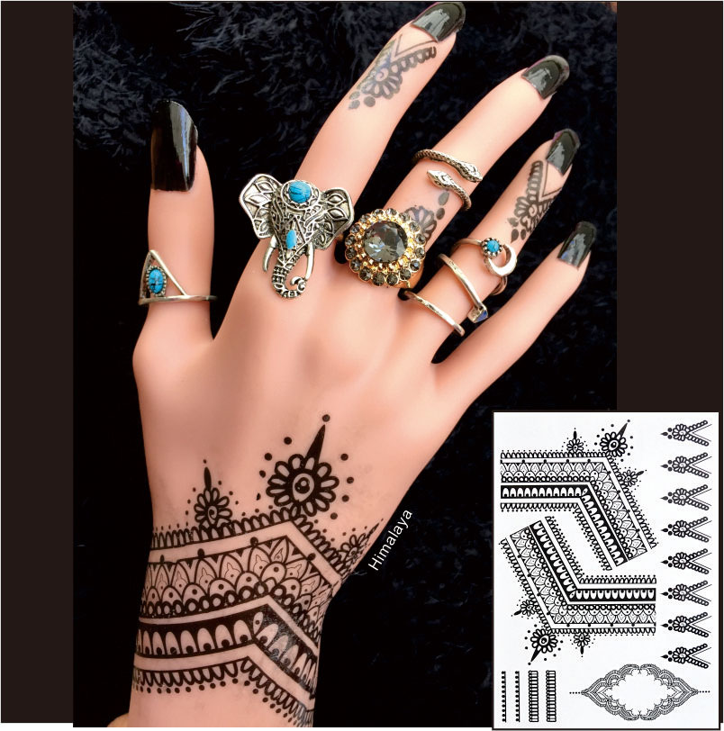 

BH09 Temporary Black Classic Henna Waterproof Women Body Tattoo Stickers