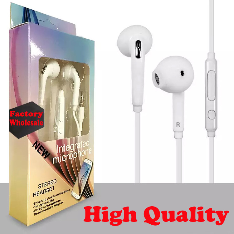 

2017 High Quality Earphone For S6 Earphones Earbuds Headset In Ear wired With Mic Volume Control 3.5mm With Retail Box Free Shipping