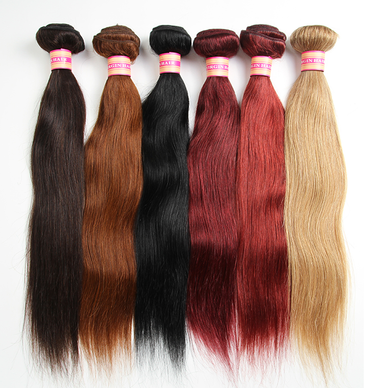 

Brazilian Virgin Human Hair Weave Bundles Brazilian Straight Hair Weaves Human Hair Extensions 100G Color #1 #2 #4 #30 #99j #33 #27, Color #4