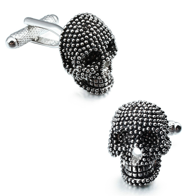 

Charming Jewelry Men's Cuff Links Personalized Skull Brass Metal Cufflinks Button Wedding Accessories Jewelry for Grooms, Silver