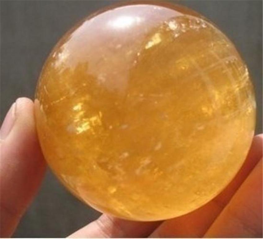 

Natural Citrine Calcite Quartz Crystal Sphere Ball Healing Gemstone 40MM +Stand