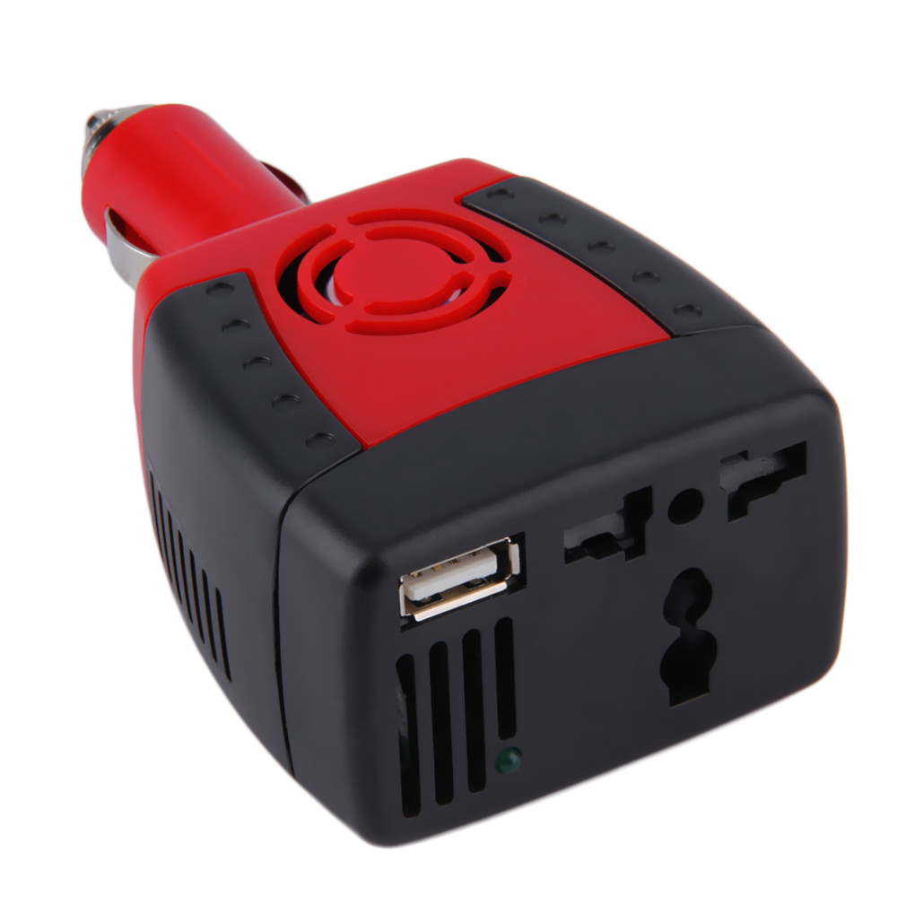 

New 150W Red Car Auto Inverter Power Supply 12V DC to 220V AC Laptop Computer