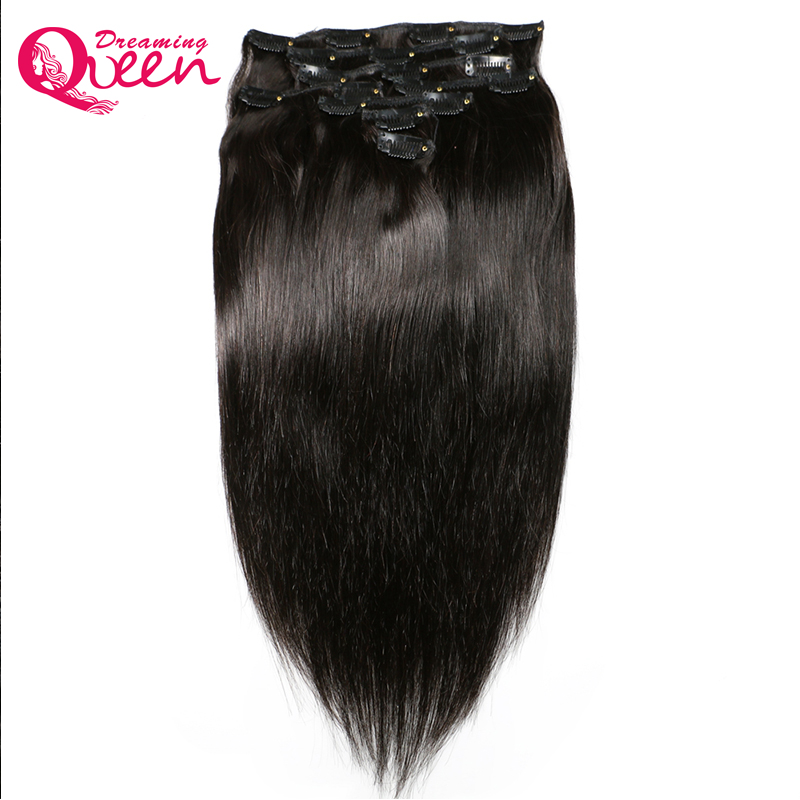 

Brazilian Straight Hair Clips In Human Hair Extensions 120g 8pcs/Set 1 Bundles 18 Clips Ins Brazilian Virgin Human Hair Extension, Natural color