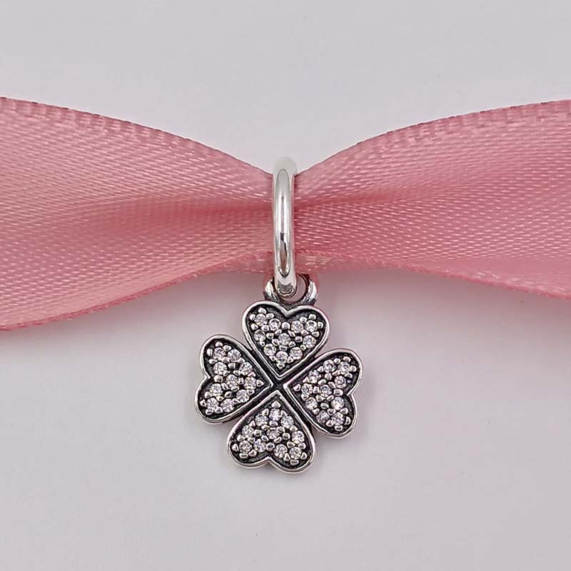 

Authentic 925 Sterling Silver Beads Sparkling Lucky Clover Pendant Charm Charms Fits European Pandora Style Jewelry Bracelets & Necklace 791