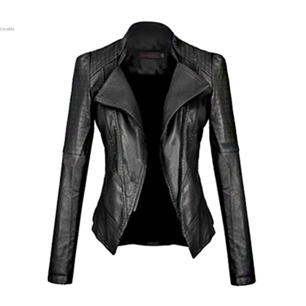 

Wholesale- 2017 New Motorcycle Leather Jacket Women Leather Coat Outerwear Spring Ladies Jackets Coats Girl Jacket Coat, Black