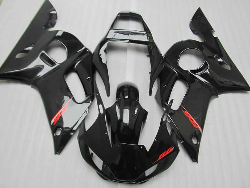 

Aftermarket moto parts Fairing kit for Yamaha YZF R6 98 99 00 01 02 glossy black fairings set YZFR6 1998-2002 OT11, Same as picture