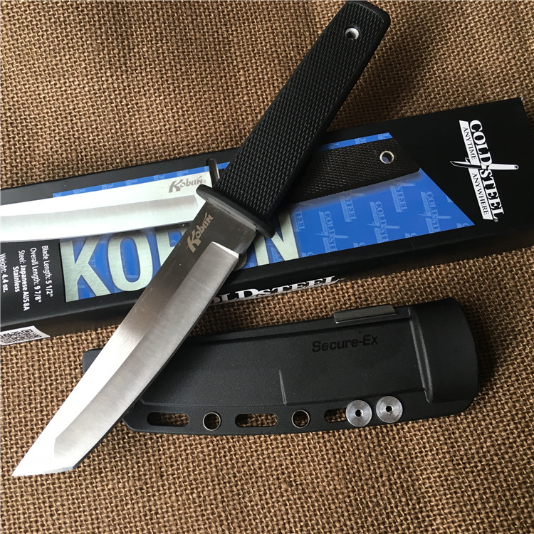 

Wholesale Cold Steel KOBUN Tanto Point Blade Knife Outdoor Camping Hiking Survival Straight Knife With ABS K Sheath