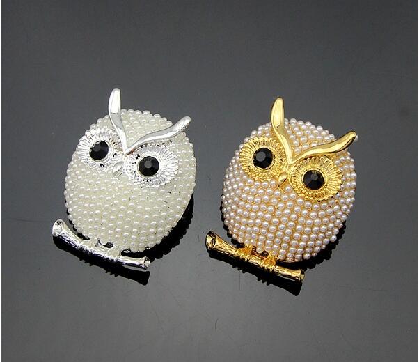 

Elegant Pearl Owl Brooch Pin Animal Brooches Crystal Rhinestone Breastpin Corsage Party Jewelry Cloth Shoes Bag Accessories