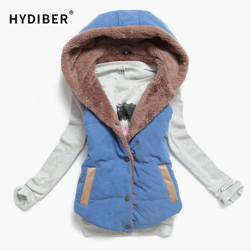 Wholesale- 2016 Autumn Winter Women Sleeveless Coat Plus Size Slim Cotton Hooded Jackets Women's Top