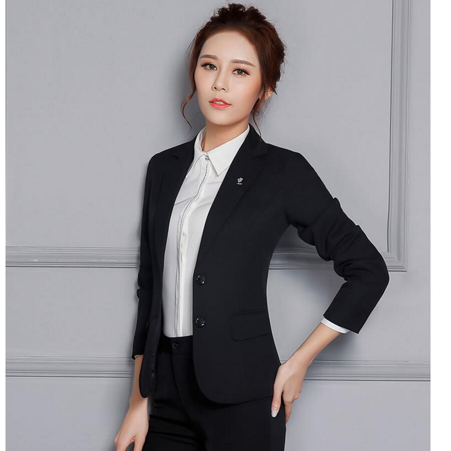 

Latest fashion lady suits business classic designs two grain of buckle suit with pants women long sleeve lapel suit, Orange