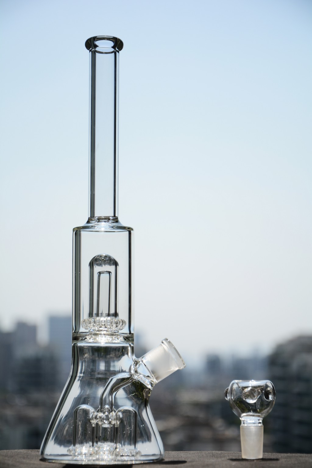 

hookahs Thick Straight Beaker Bong Unique 3 UFO Perc Glass Recycler Dome Percolator Heady Dab Rigs Bubbler with 18 mm joint