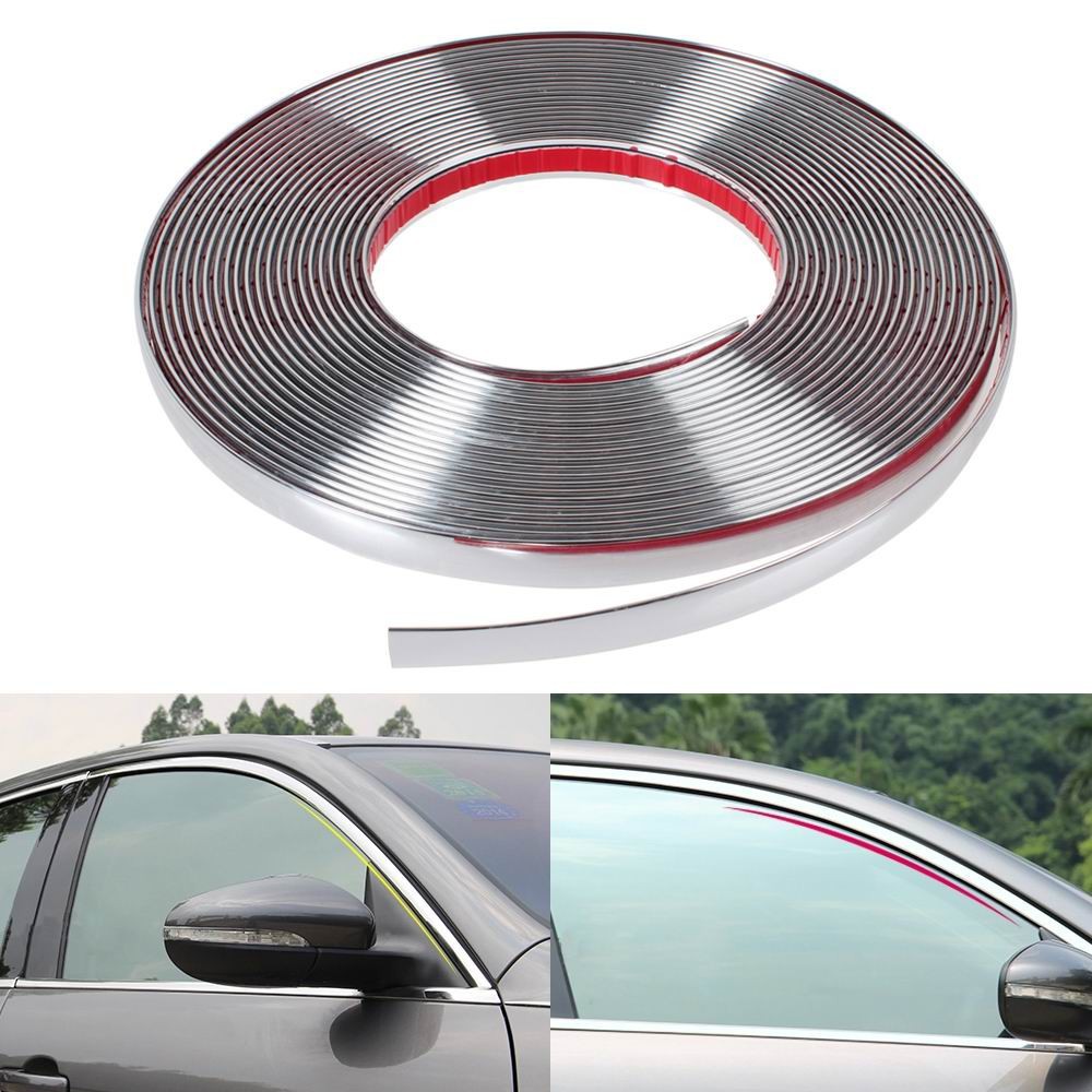 

13M Car Chrome Moulding Trim Strip Tape Decoration Auto DIY Flexible Protective Anti-Collision Decal Door Window Bumper Styling