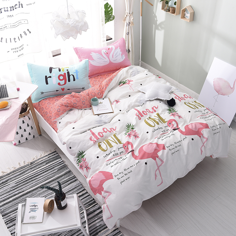 Pure Cotton Flamingo Bedding Set King, Flamingo Bedding Twin